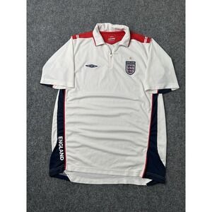 Mens Umbro England Soccer Jersey White Red Blue, Size L